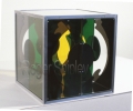 PP65, 3qtr view, 13x13x13.5 inches, plexiglass, mirror, aluminum, 1987